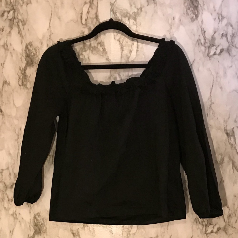 J crew ruffle square neck top off shoulder